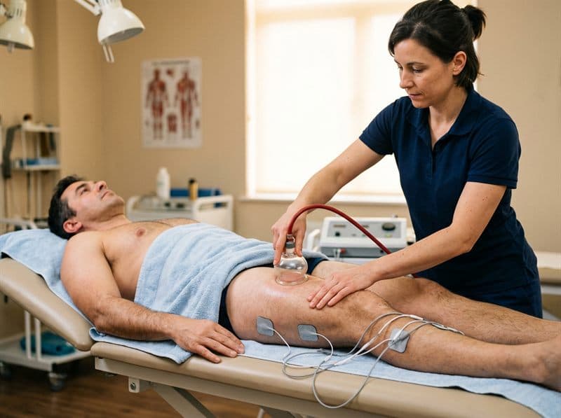 Vacuoterapia y electroestimulación combinada en fisioterapia en Monforte de Lemos